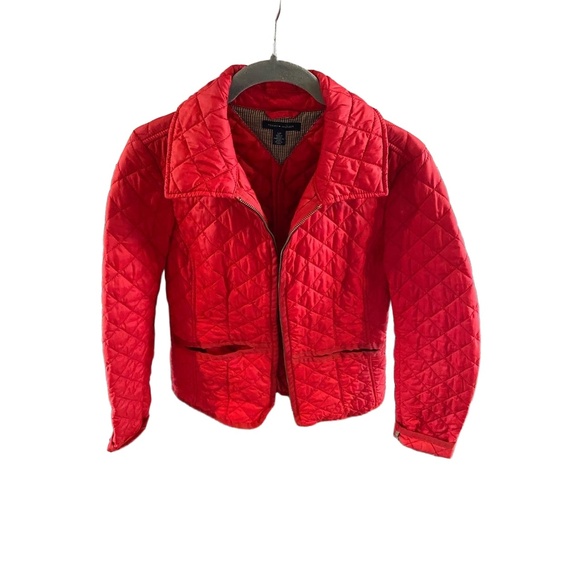 TOMMY HILFIGER Quilted Jacket Size S Red Diamond Quilted Full Zip Classic Preppy - Picture 1 of 6